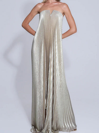 Tube Top Crimp Super Large Swing Maxi Dresses