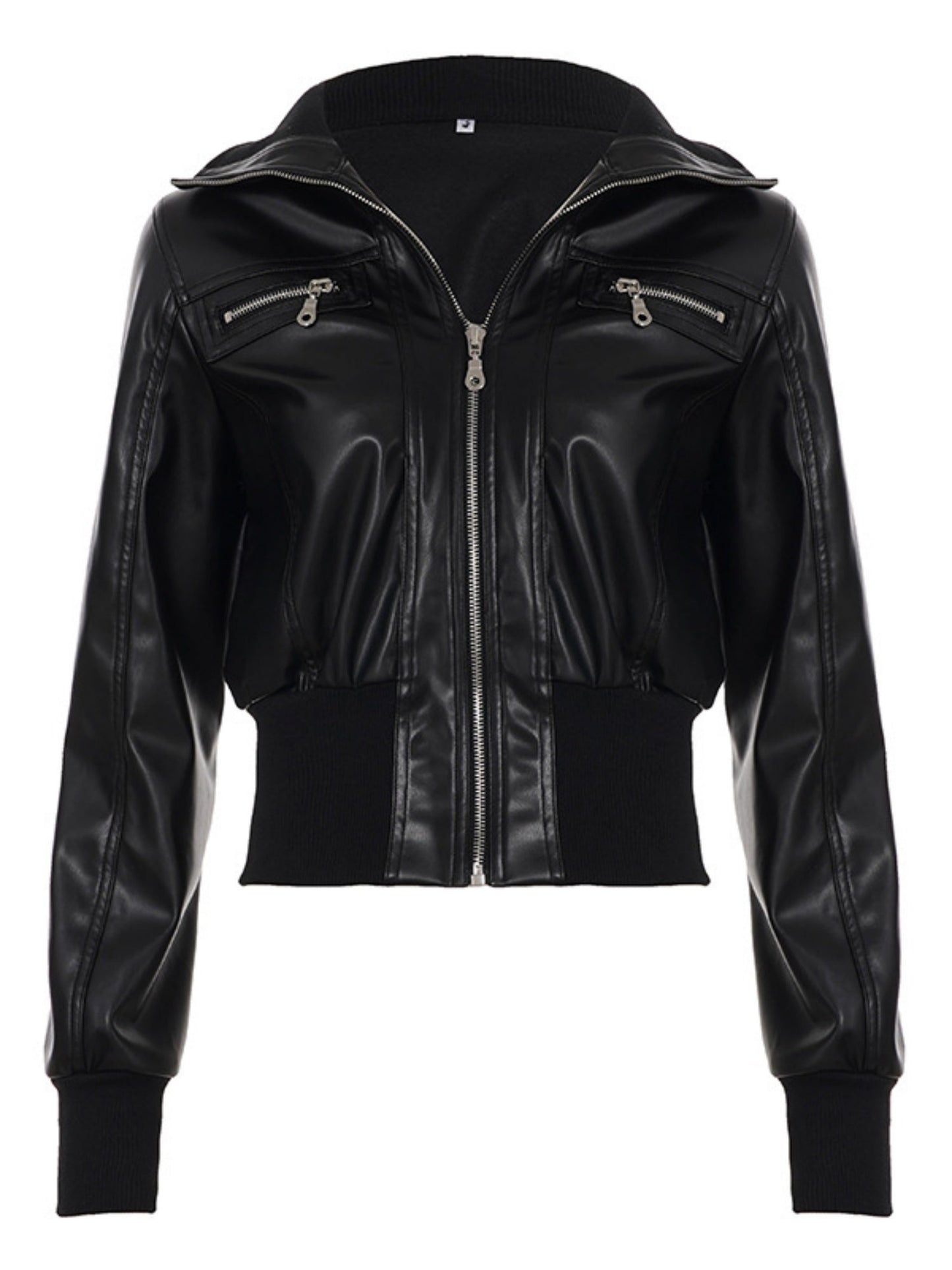 PU Leather Lapel Pocket Patchwork Slim Fit Jackets