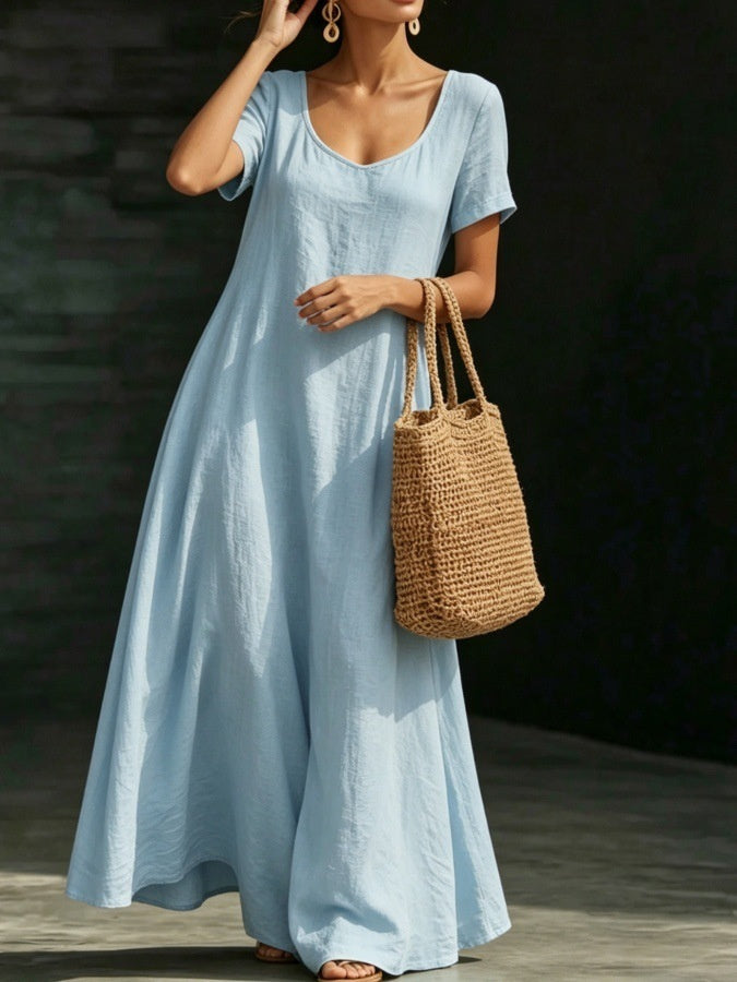 Solid Color Midi Dress