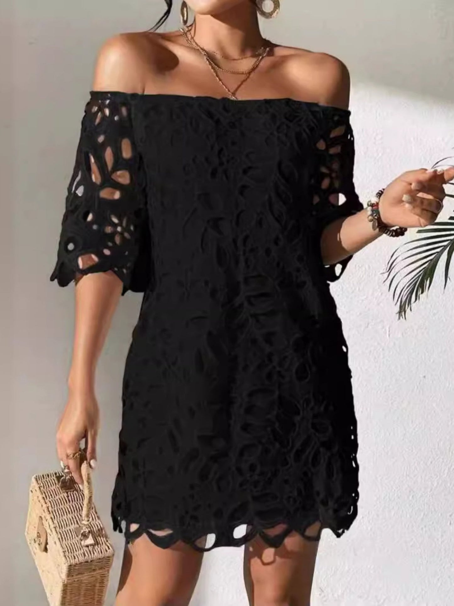 Lace Cutout Off-shoulder Mini&Short Dresses