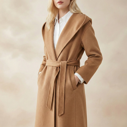 | Long Pointed Coat in Camel Hair
