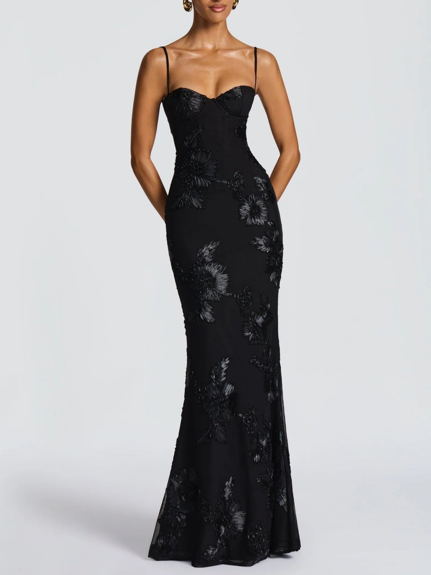 Printed Camisoles Waist-cinching And Hip-hugging Maxi Dresses
