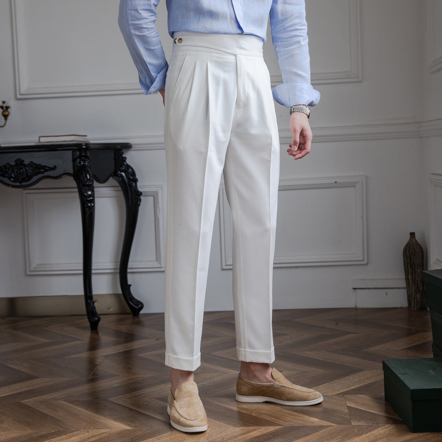 High Waist Pleated Trousers | Straight Leg | Maison Collection