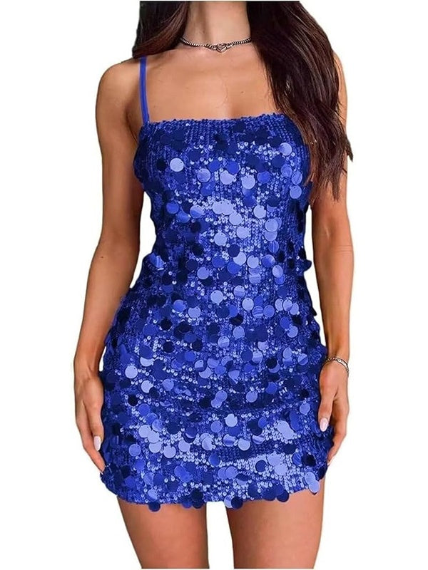 Sequined Backless Mini Dress