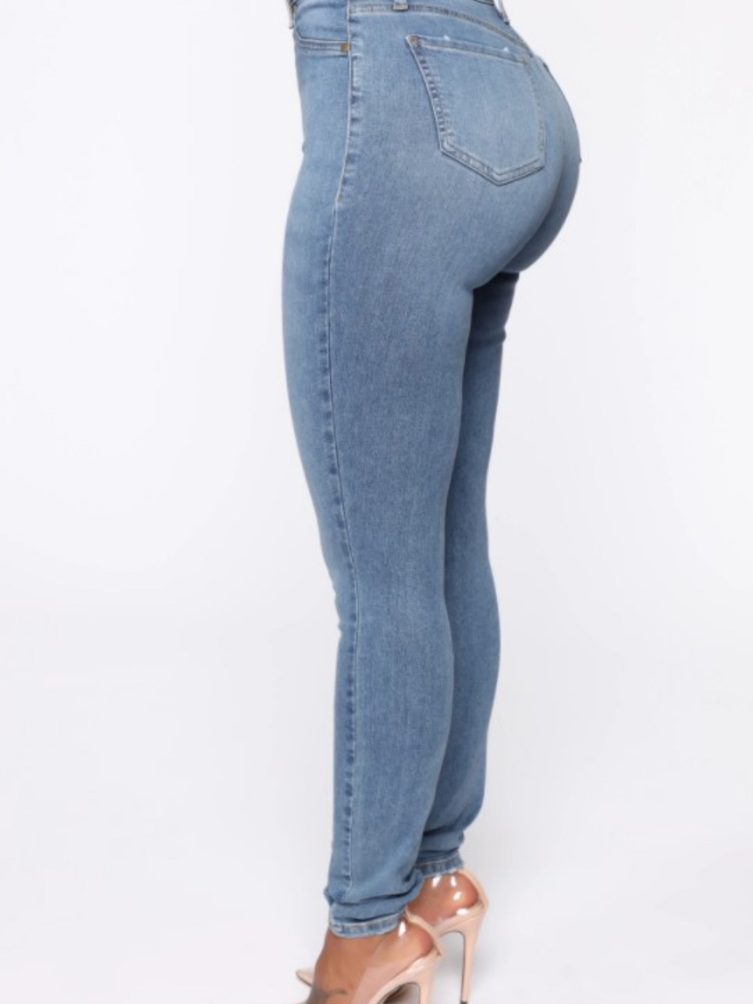 Water-washed Distressed Whitening Stretch High-waisted And Slimming Pencil Pants Jeans