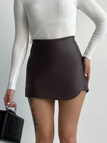 PU Leather High-waisted Hip-hugging Skirts And Pants