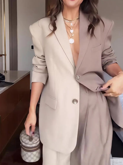 Color Block Blazer Two Sets