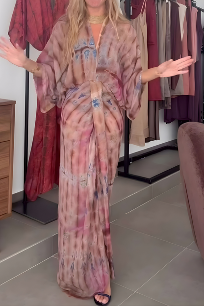 Kimono-Style Printed Dress