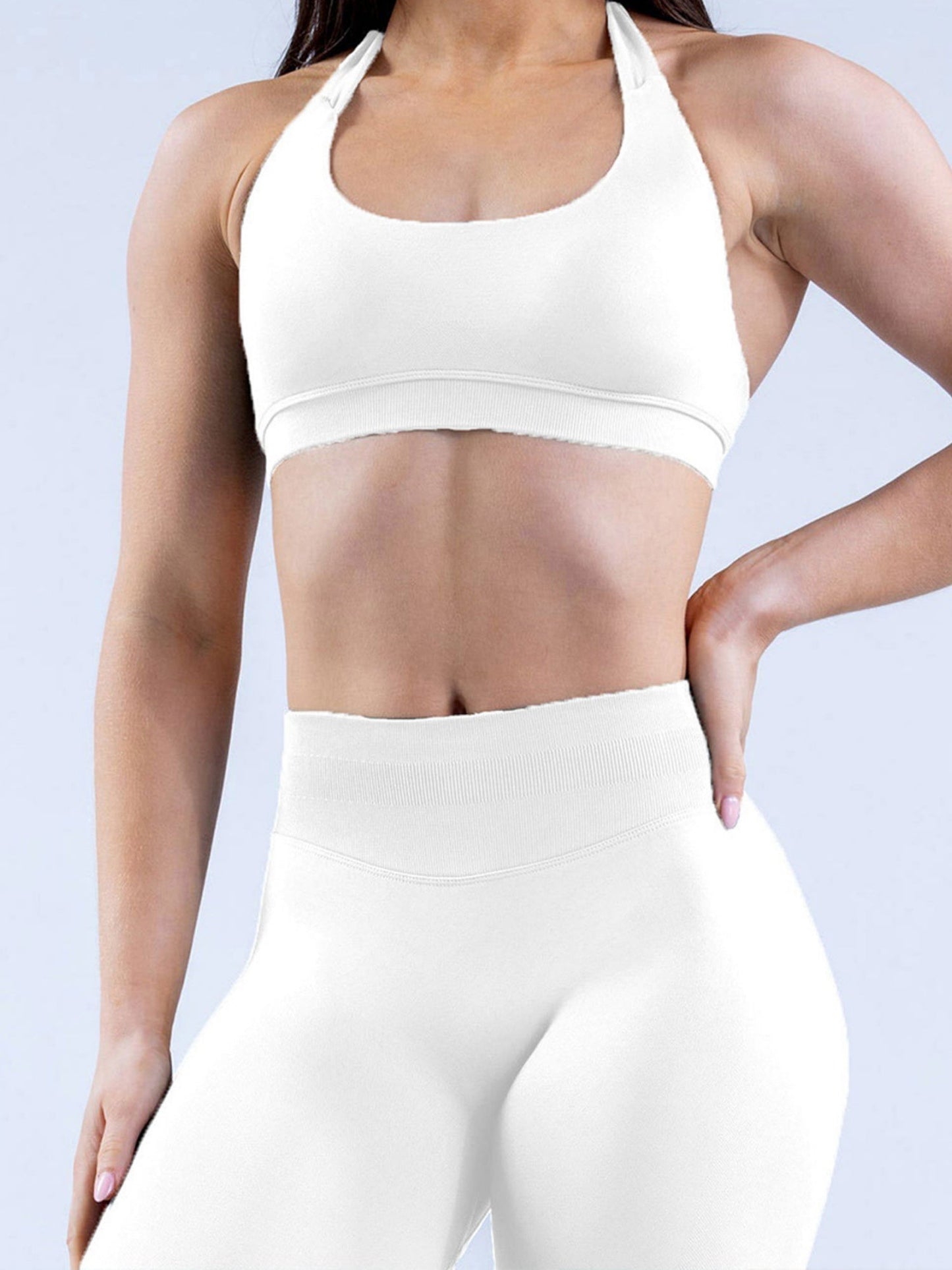 Seamless With Breast Pads Pleated Exercise Yoga Halter Bra Vest