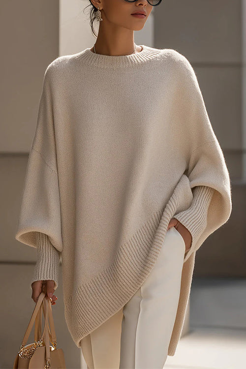 Margovil Crewneck Drop Shoulder Slouchy Pullover Sweater