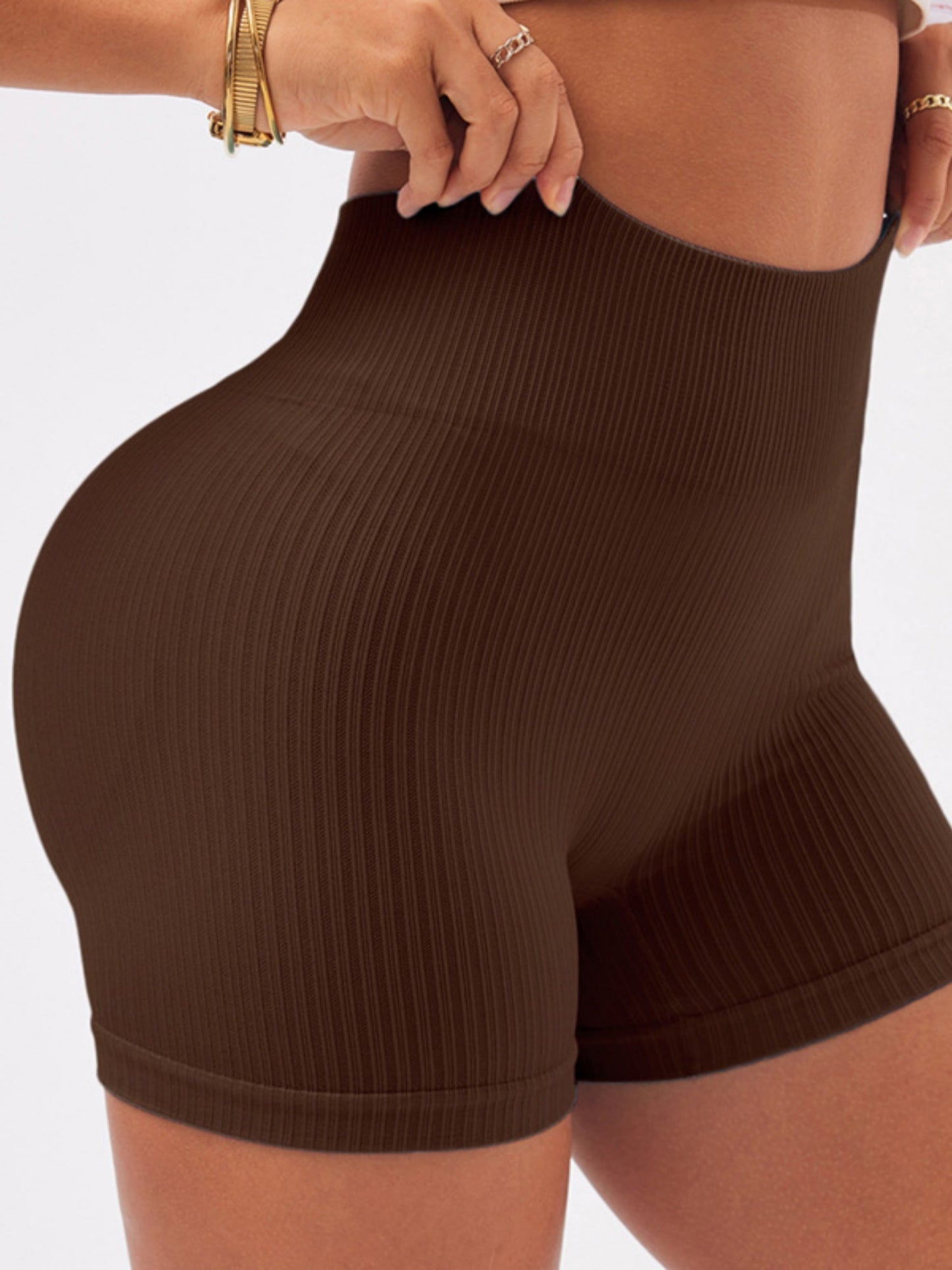 Seamless Ribbed Yoga Pants High-waisted Hip Lift Shorts