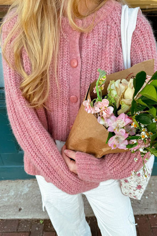 Solid Color Lantern Sleeve Short Cardigan