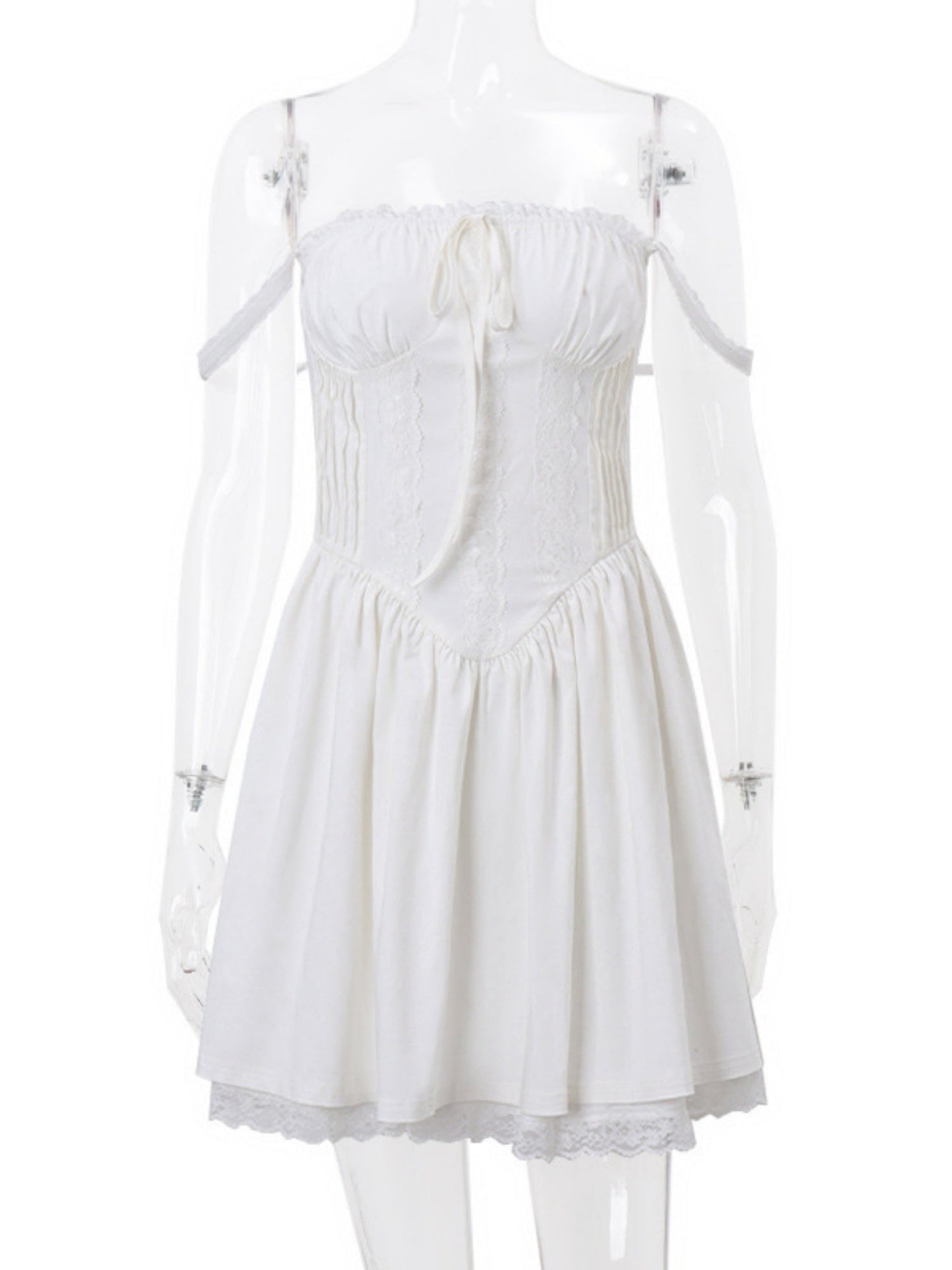 Lace Trim Low-cut Waist Corset Camisoles Mini&Short Dresses