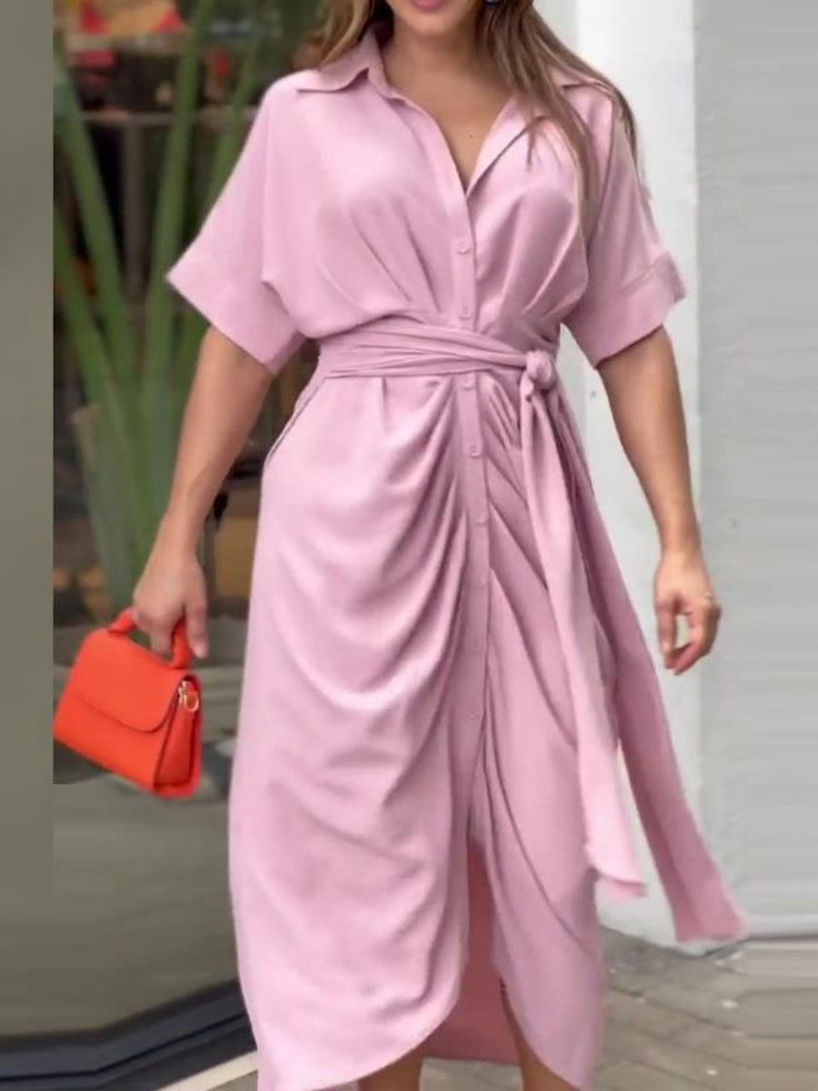 High-waisted Lapel Long Dress