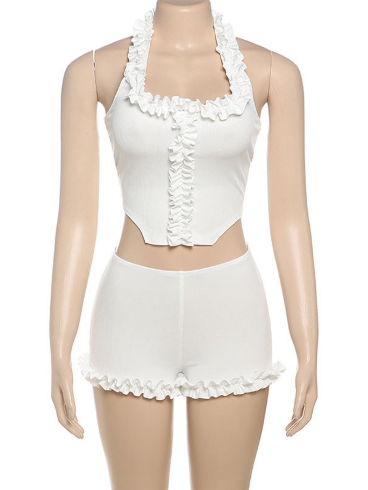 Ruffle Halter Top Shorts 2-piece Sets