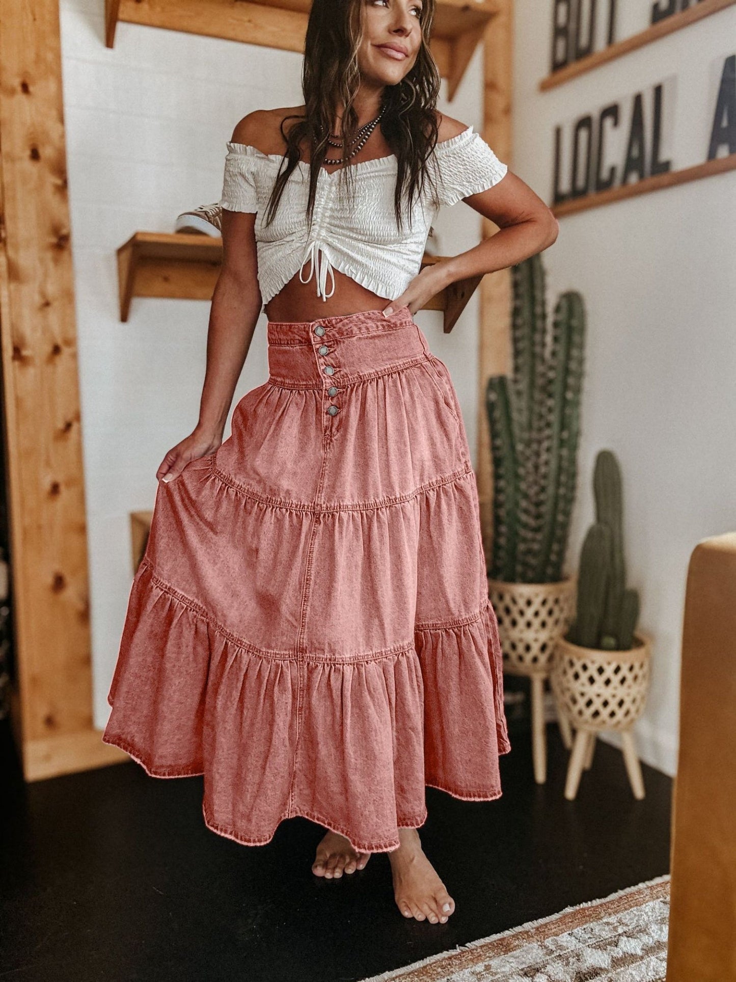 Denim Layered Splicing Cake Skirt