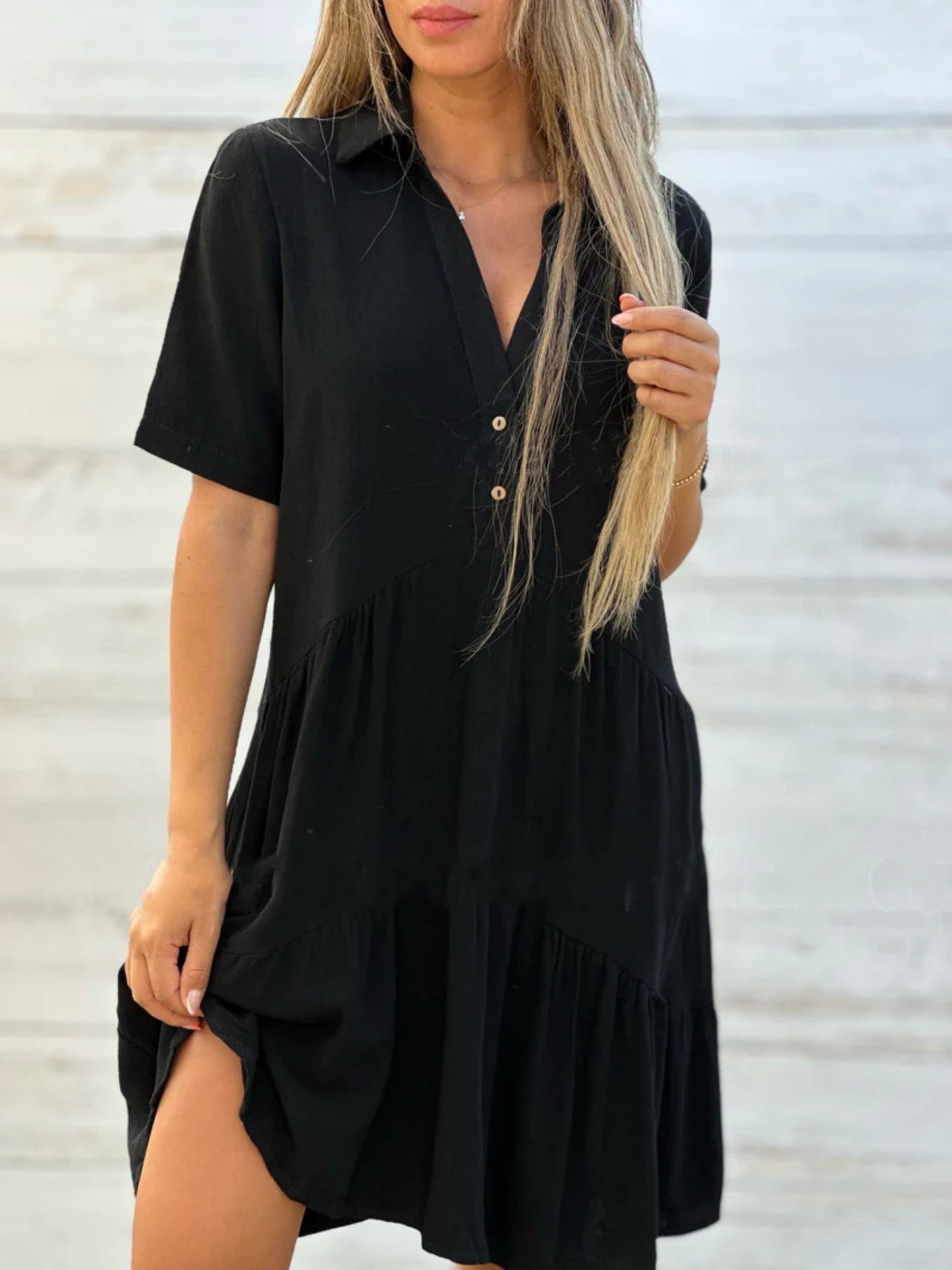 Lapel Loose, Full Skirt Mini&Short Dresses