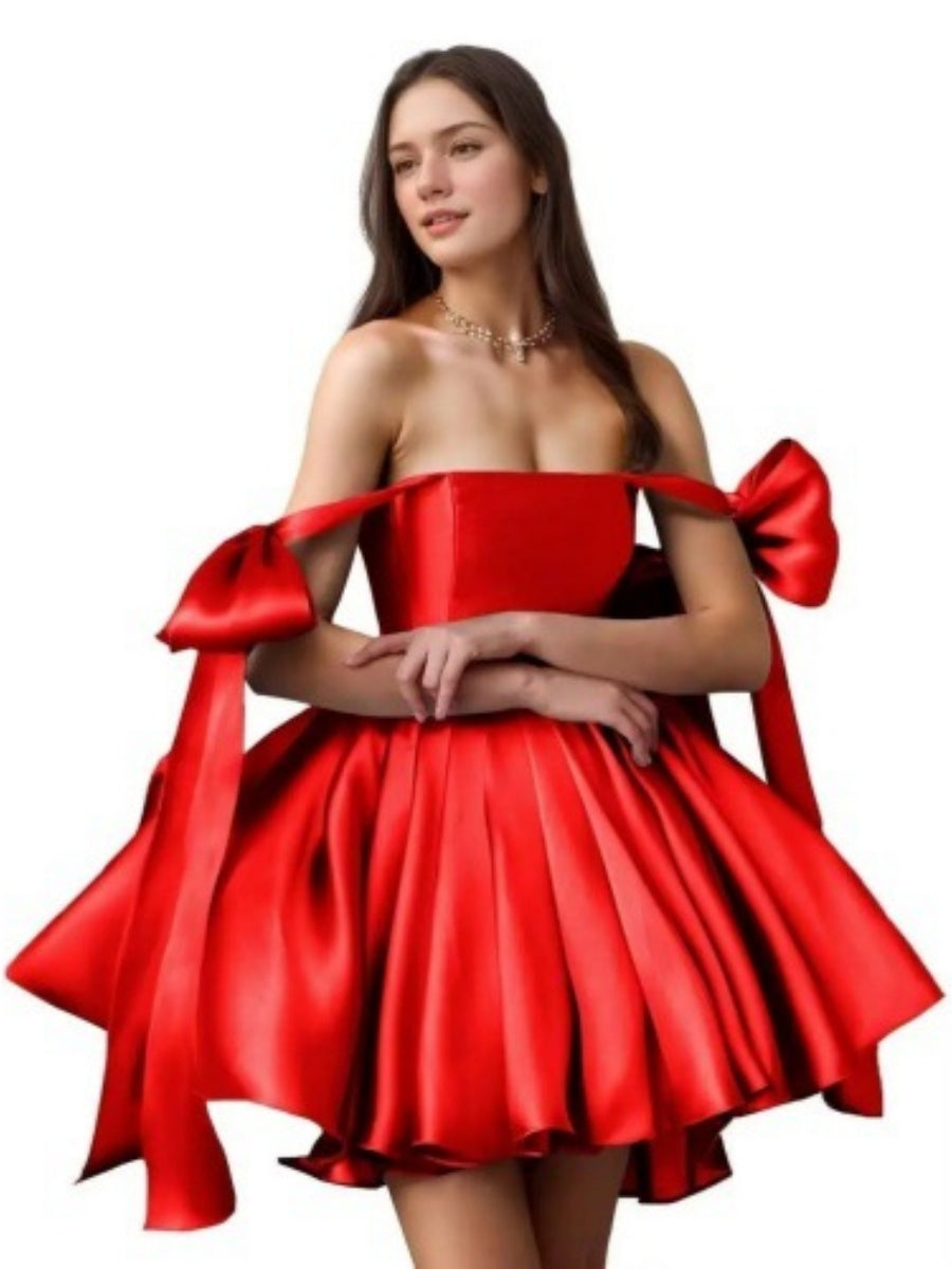 Strapless Satin Evening Dress