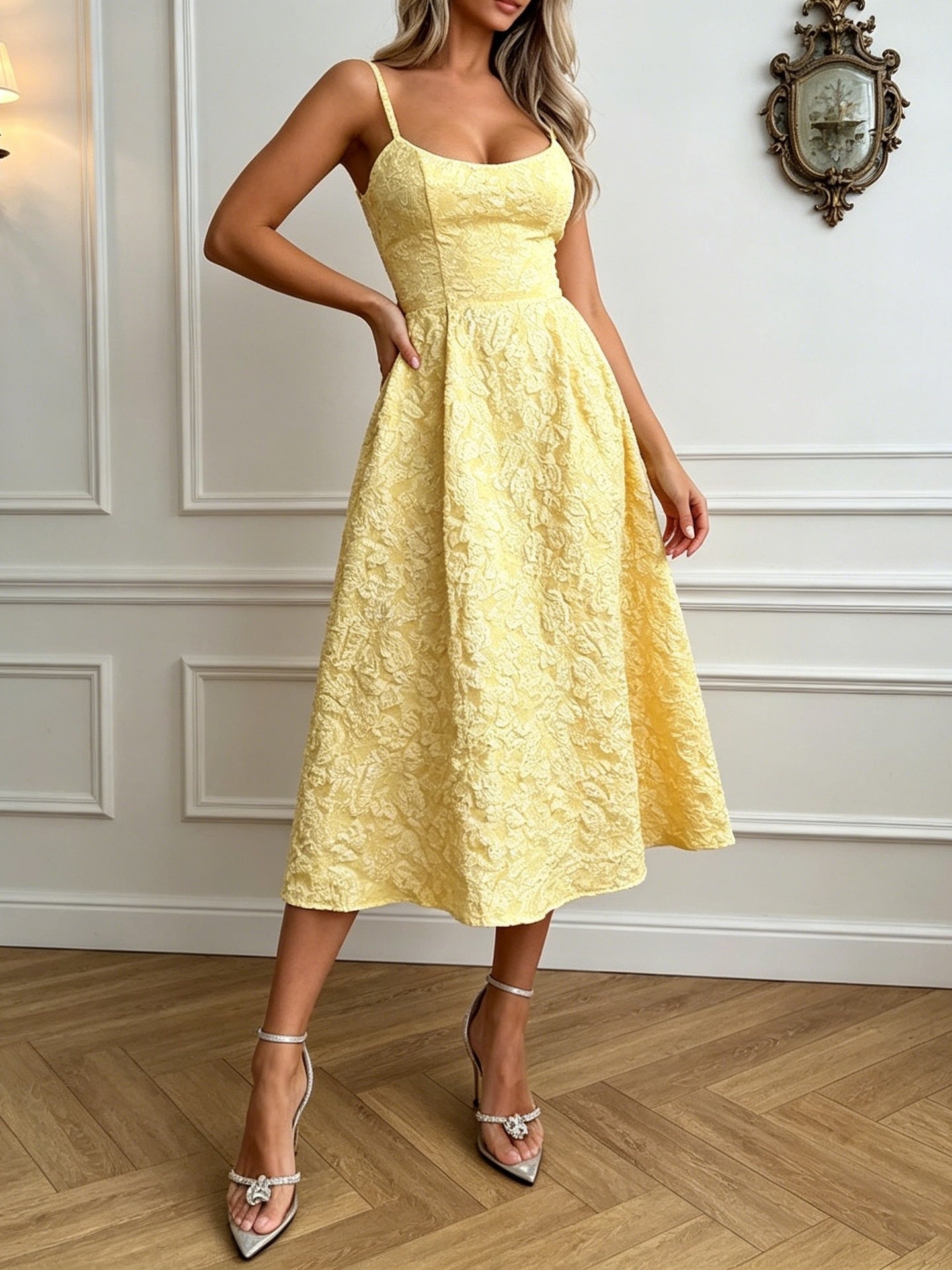 Jacquard Backless Long Dress