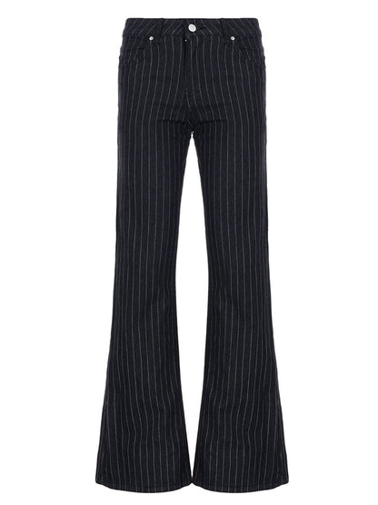 Y2K Stripes Color-blocked Low-rise Flared Pants Jeans