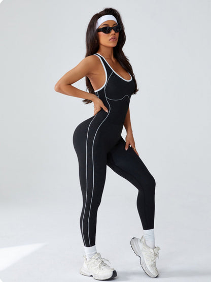 Color-blocked Beautiful Back Exercise And Fitness Yoga Jumpsuits