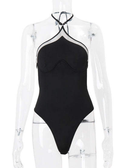 Cross-neck Backless Bodysuits