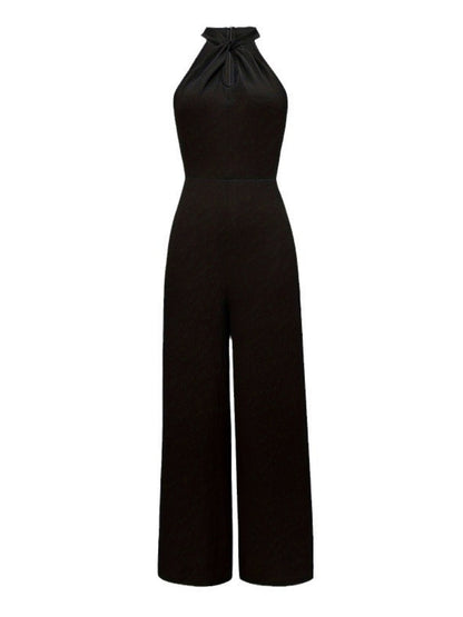 Halter Sleeveless Cross-cut Commuting Jumpsuits