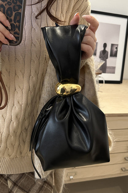 Retro Pleated Simple Bucket Bag