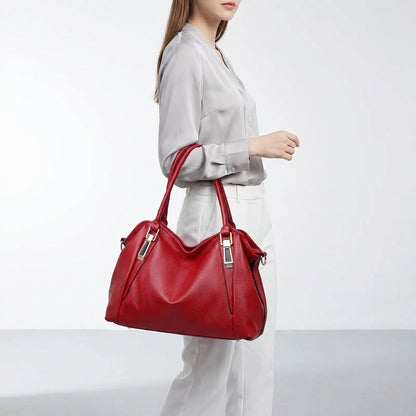 Women's Wide Leather Handbag With Long Strap – Stylish Shoulder Bag