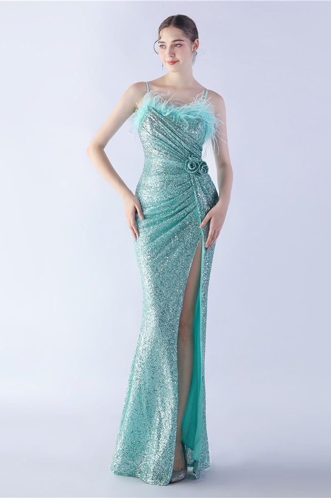 | Feather Embellished Maxi Dress