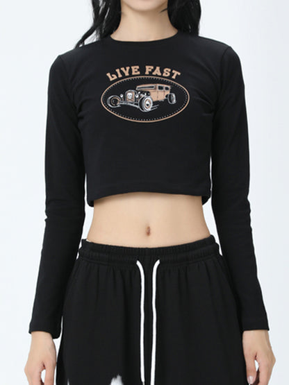 Lettering Printed Long Sleeve Tee