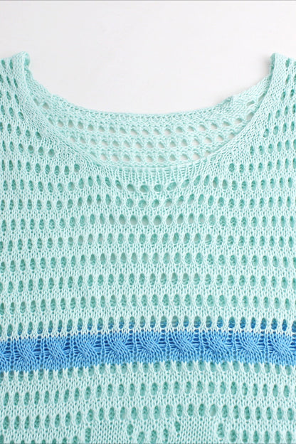 Hollow Knit Contrast Tank Sweater Dress