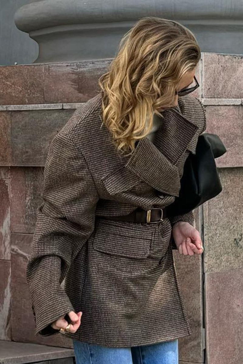 Houndstooth Double Breasted Coat