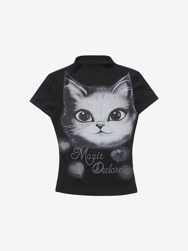 Cat Print Short Sleeve Tee