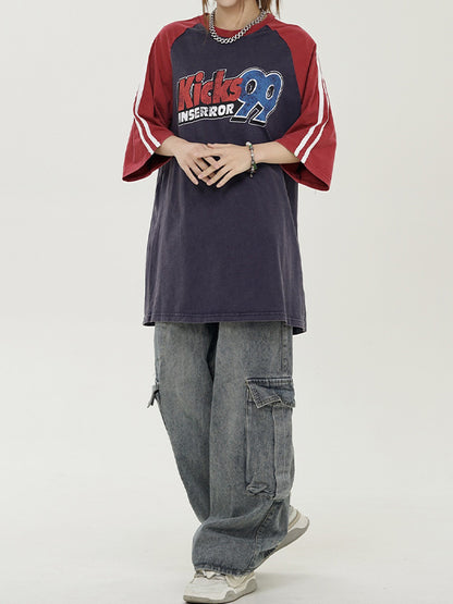Raglan Sleeves Print Oversized Short Sleeve Tee