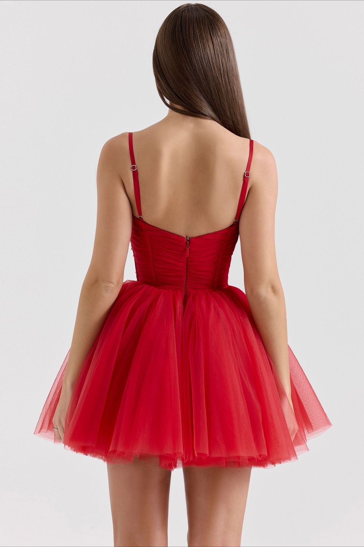 Tulle Sweetheart Neck Bow Detail Ruched Bodice Tutu Mini Dress