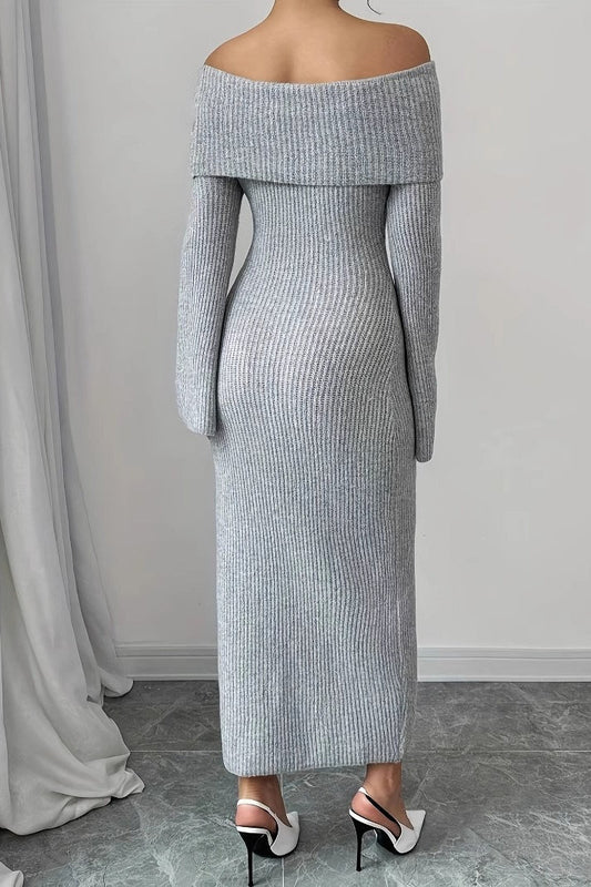 Sexy Long-Sleeve Knit Maxi Sweater Dress
