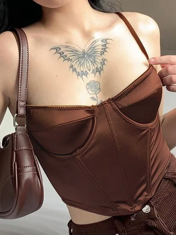 Solid Irregular Hem Corset Top