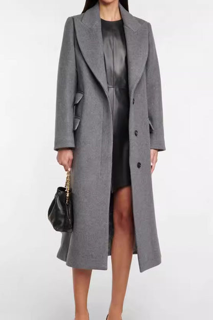 Lapel Button Long Coat