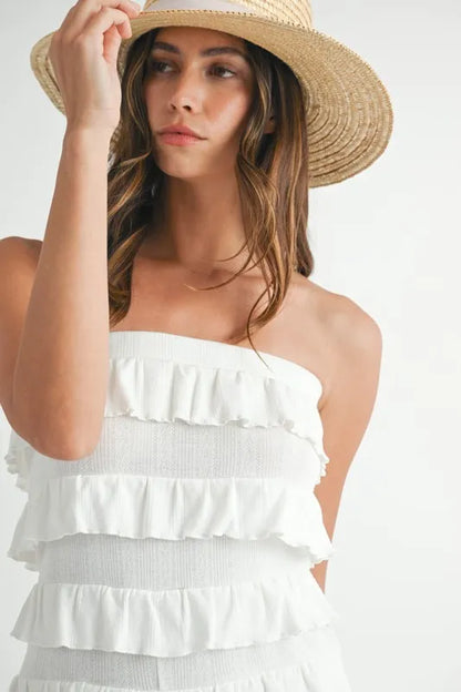 Rita Knit Ruffled Tube Romper
