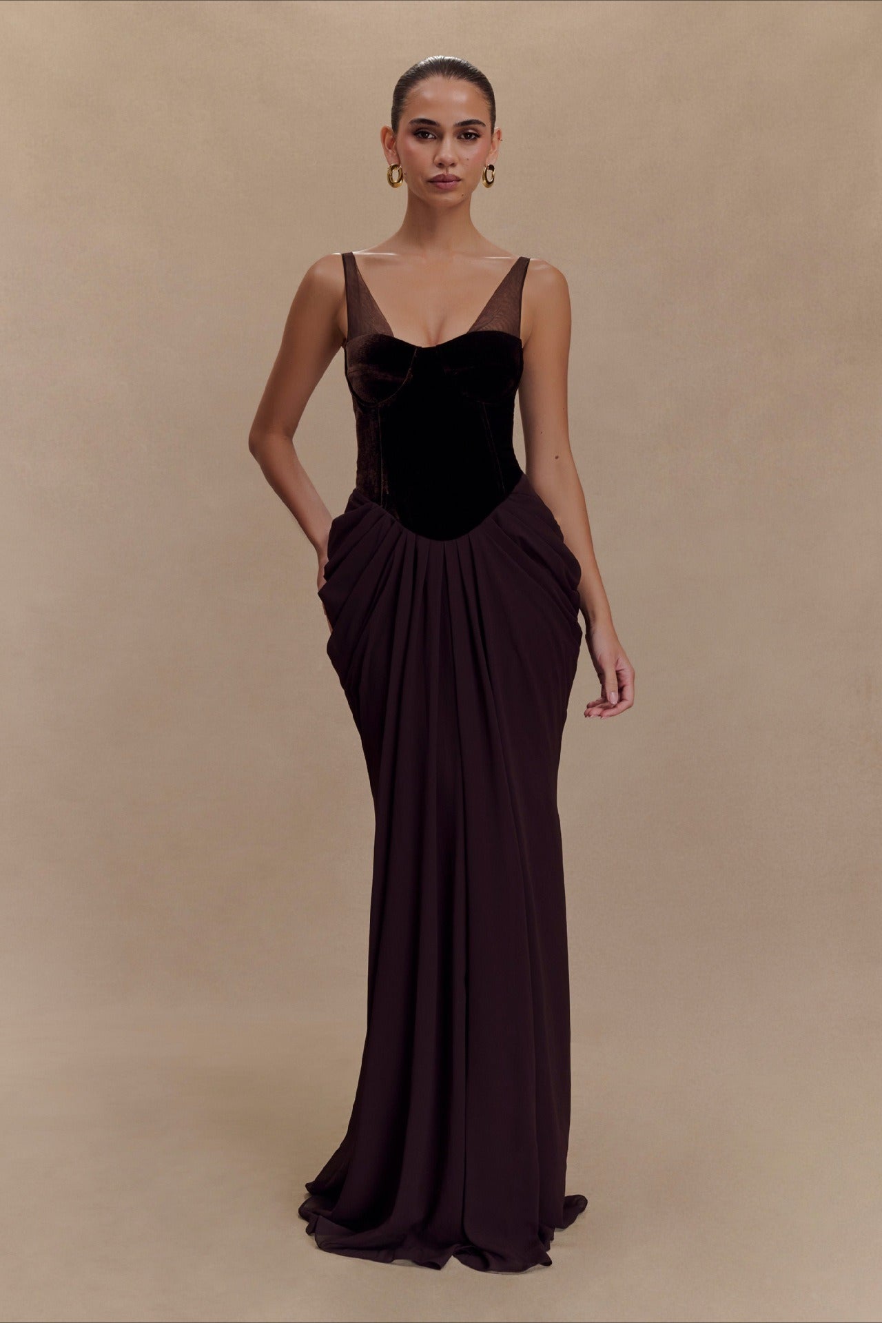 Spaghetti Strap Backless Mesh Paneled Party Dress