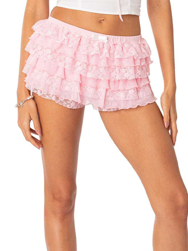 Casual Multi Layered Lace Shorts