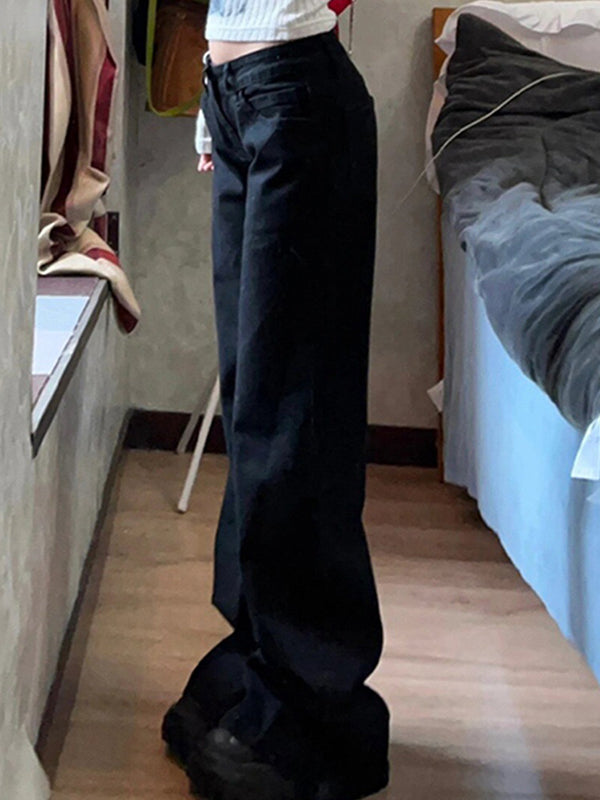Hot Girl Low Waist Black Wide Legs Flare Jeans
