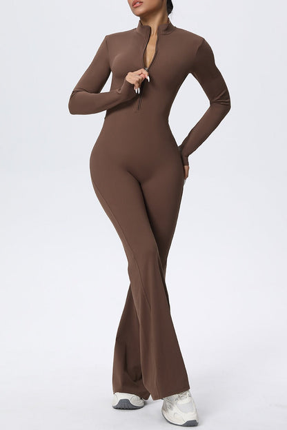Zipper Cloud Soft Slim Long Sleeve Yoga Jumpsuit