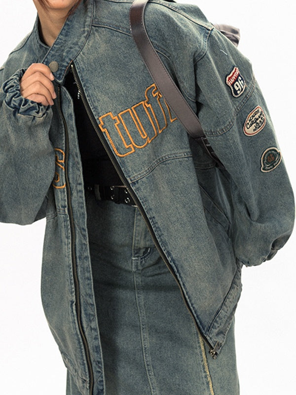 Badge Embroidery Patchwork Jacket