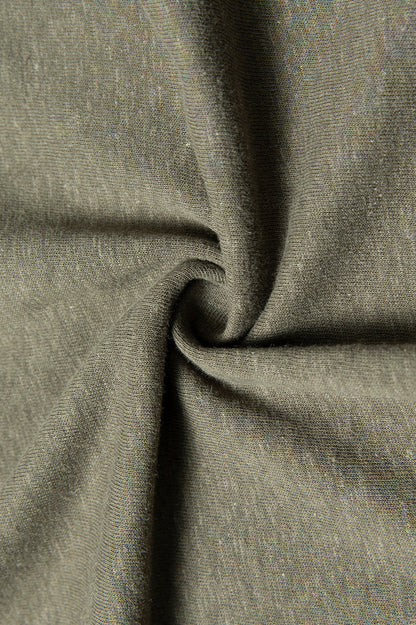 Fitted Textured Pleated Cotton Linen Knit Sweater