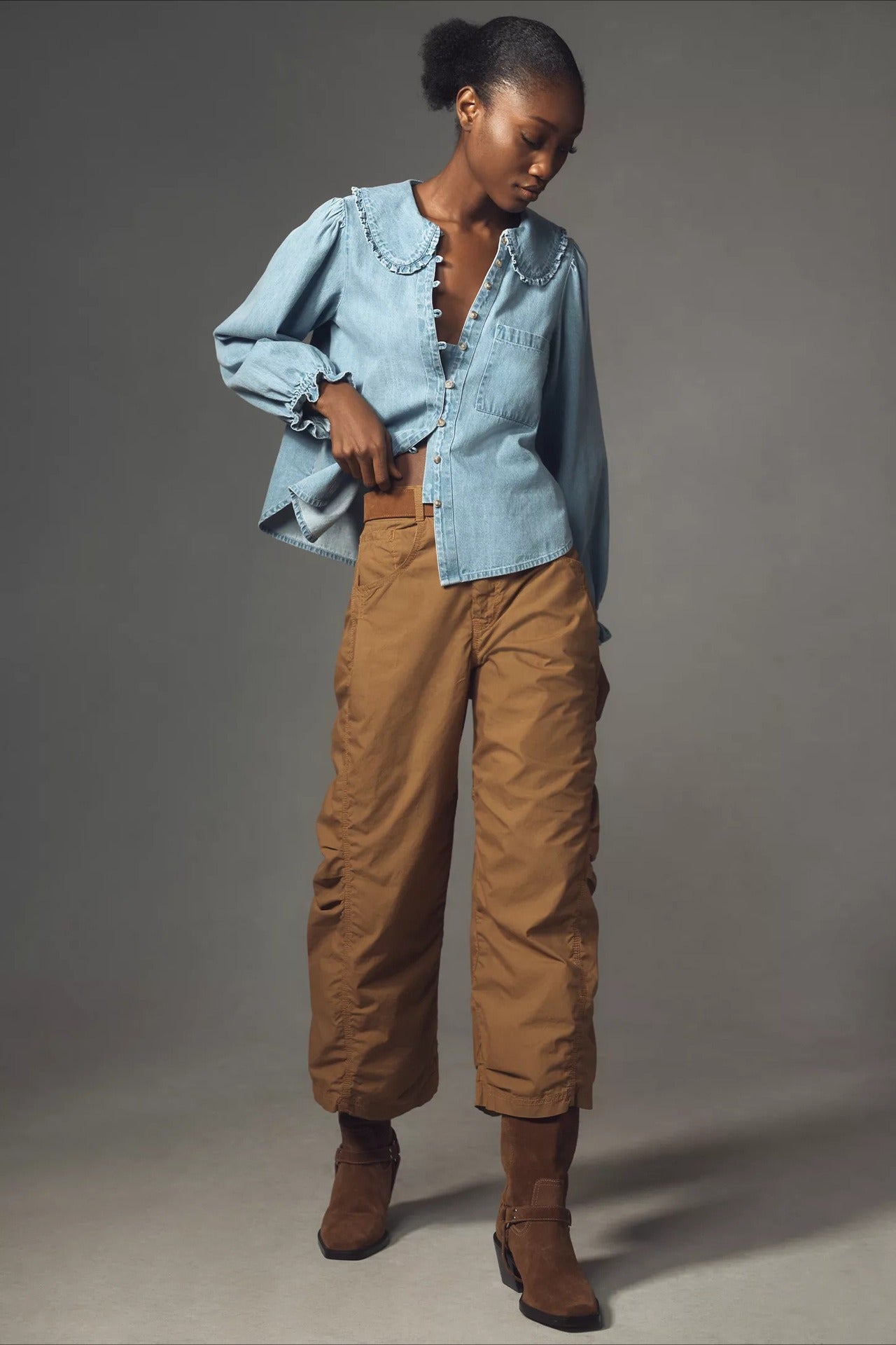 Vintage Denim Long Sleeve Blouse