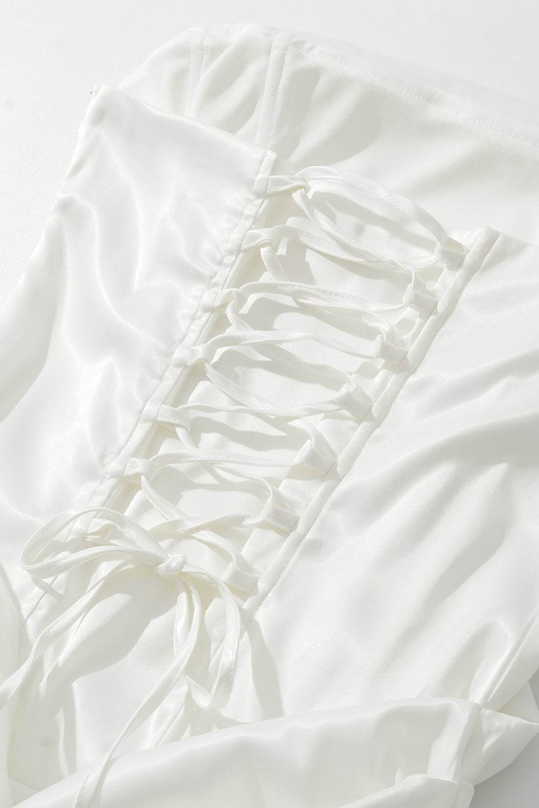 Strapless Corset Cowl Neck Ruched Skirt Side Sash Mini Dress