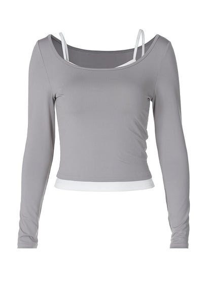 Colour Block Two Piece Long Sleeve Tee