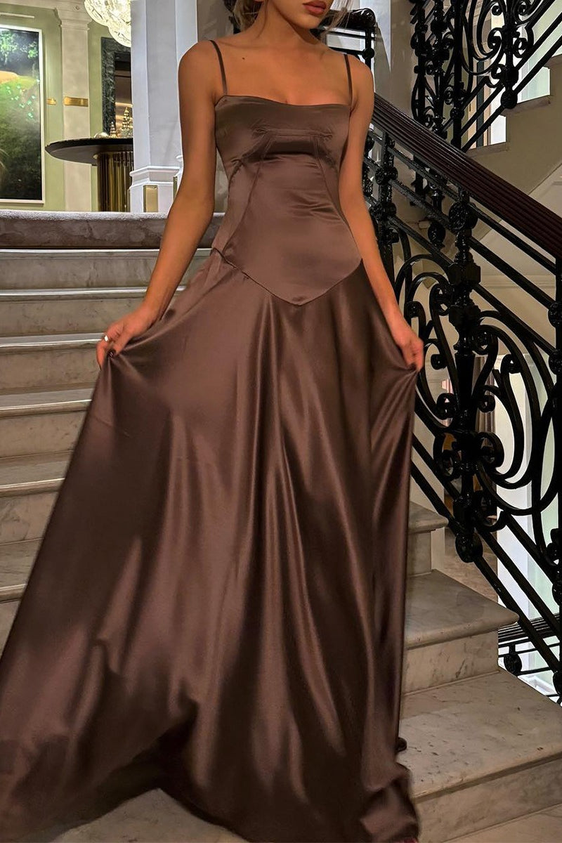 Sexy Cami Slim Fit Back Tie Long Prom Dress